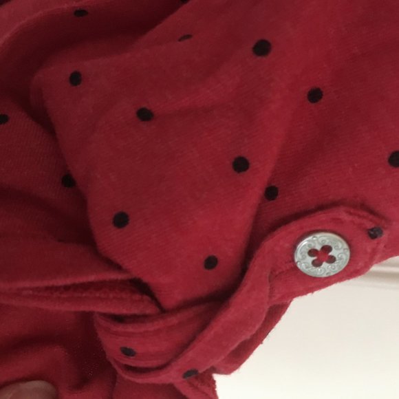 Red black ladybug polka dot 3/4 length sl large - Picture 3 of 3